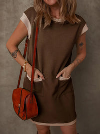 Round Neck Cap Sleeve Mini Dress