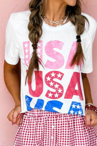 Letter Graphic Round Neck Short Sleeve T-Shirt