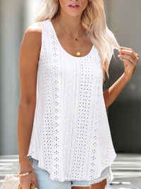 Eyelet Scoop Neck Tank
