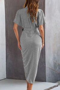 Devine Collared Neck Short Sleeve Midi Shirt Dress