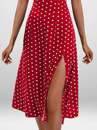 Full Size Slit Printed Cami Midi Dress Plus Size