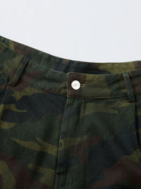 Men's Camouflage Cargo Shorts with Frayed Hem