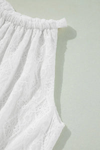 Lace Sleeveless Tied Waist Mini Dress