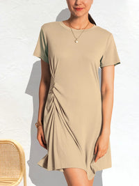 Ruched Short Sleeve Mini Tee Dress