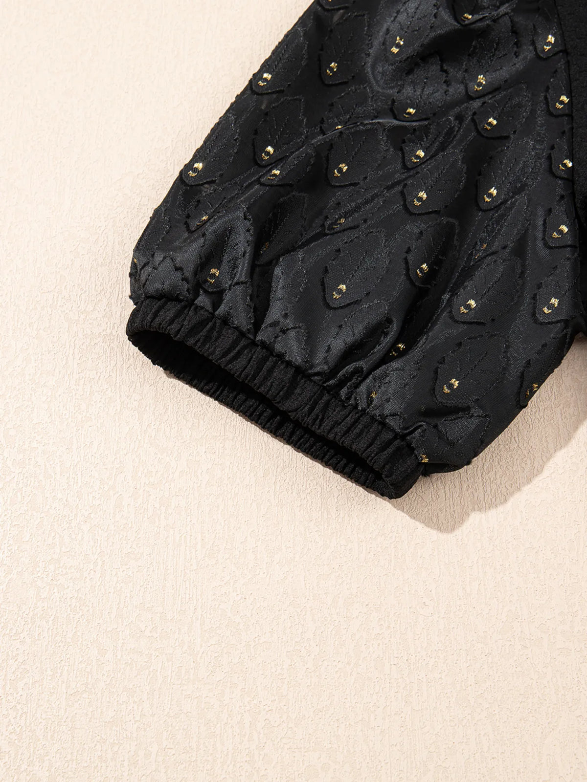 Bubble Sleeve Patchwork Textured Blouse