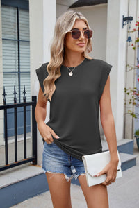 Corded Rib Round Neck T-Shirt