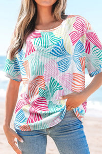 Printed Round Neck Half Sleeve Top