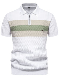 Men's Collared Neck Striped Texture Knit Polo