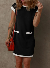 Round Neck Cap Sleeve Mini Dress
