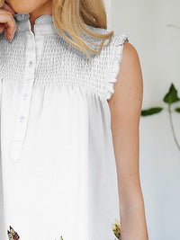 FAM-FAM Frill Printed Mock Neck Top