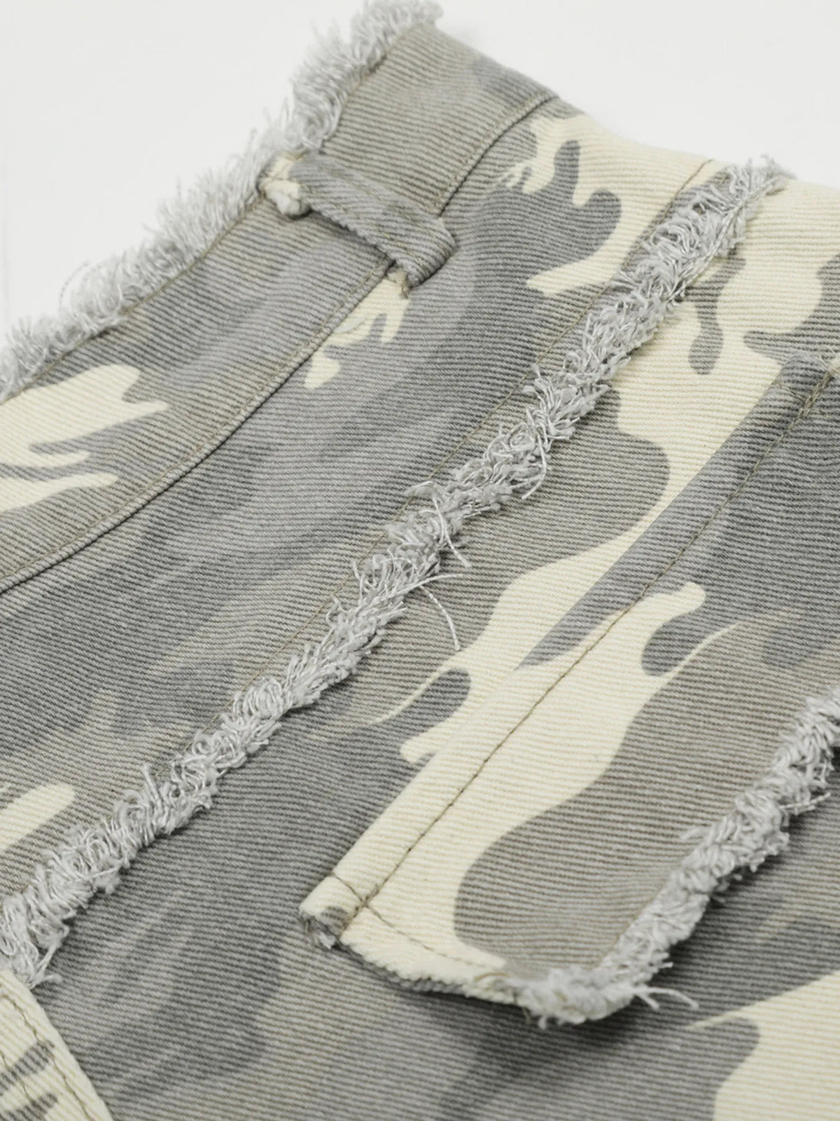 Men's Camouflage Denim Shorts with Raw Hem
