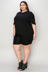 Bamboo Full Size V-Neck Drop Shoulder T-Shirt and Shorts Set