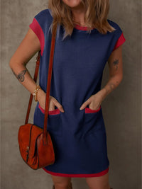 Round Neck Cap Sleeve Mini Dress