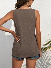 Decorative Button Wide Strap Tank