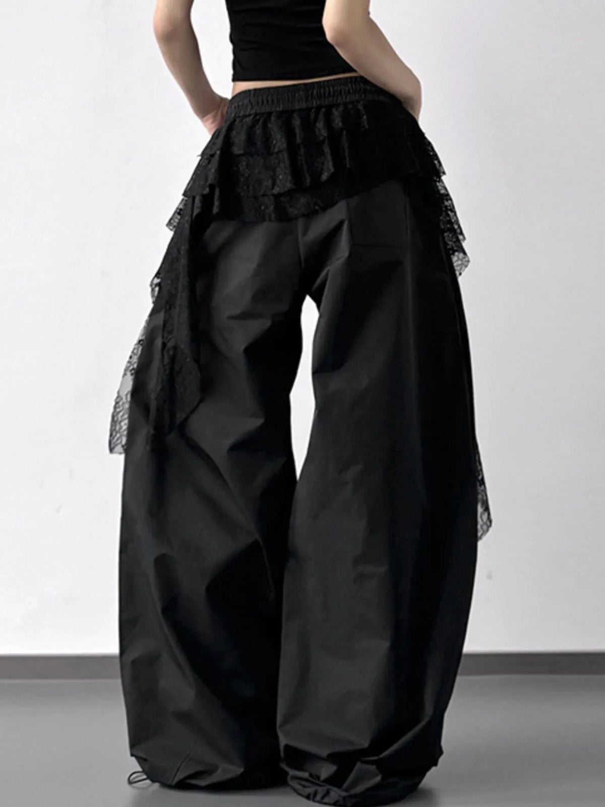 Oversized Wide Leg Pants with Drawstring Waist