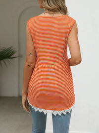 Lace Trim Sleeveless Babydoll Tank Top