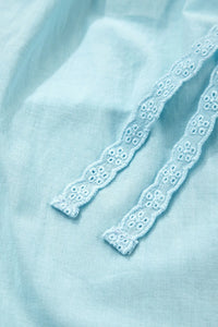 Eyelet Lace Trim Puff Sleeve Blouse