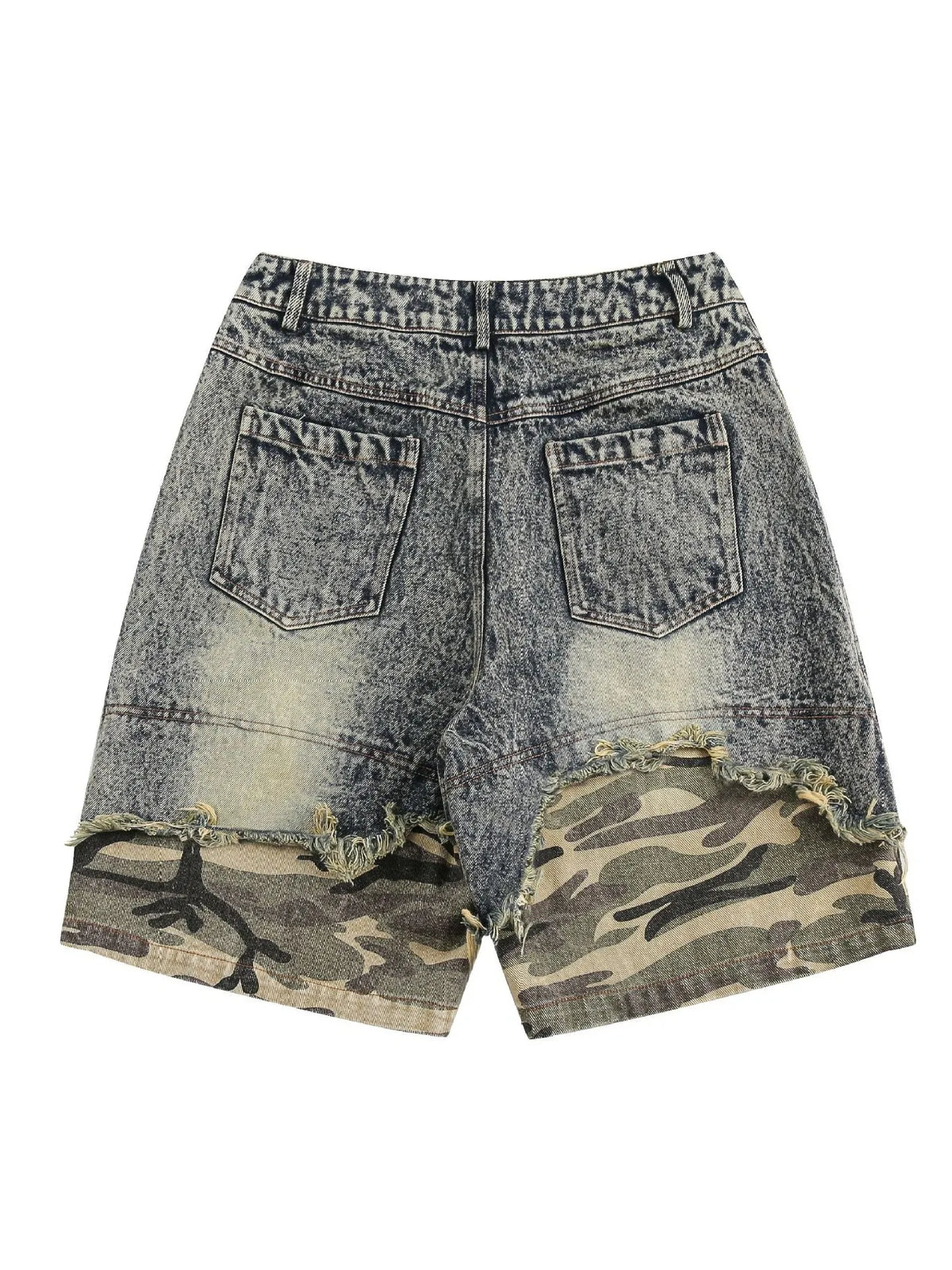 Men's Camouflage Patchwork Denim Shorts