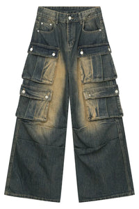 High Waist Jeans with Cargo Pockets