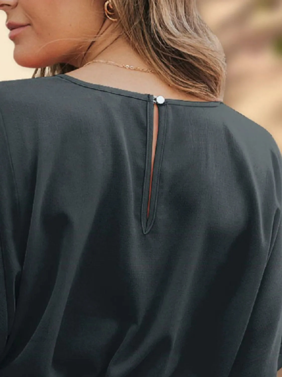 V-Neck Half Sleeve Tie Waist Romper