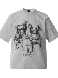 Men's Horse Graphic Oversized T-Shirt