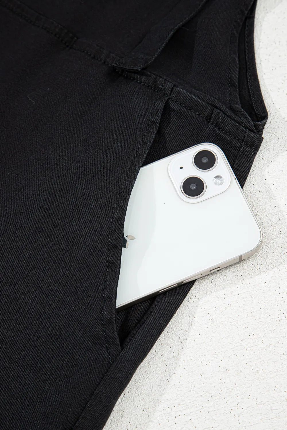 Square Neck Denim Overalls with Pockets