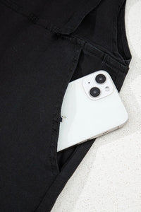 Square Neck Denim Overalls with Pockets