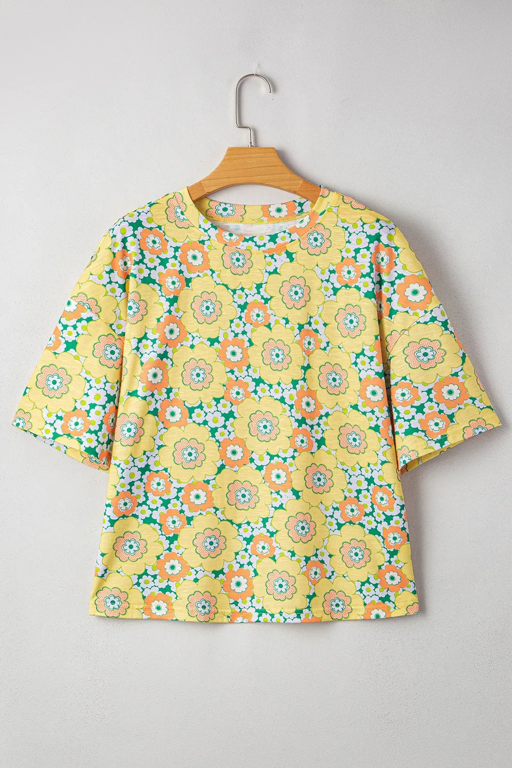 Floral Print Round Neck Oversized T-Shirt