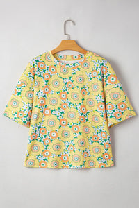 Floral Print Round Neck Oversized T-Shirt
