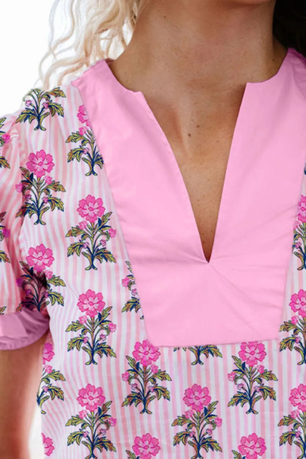 Floral Notched Peplum Blouse