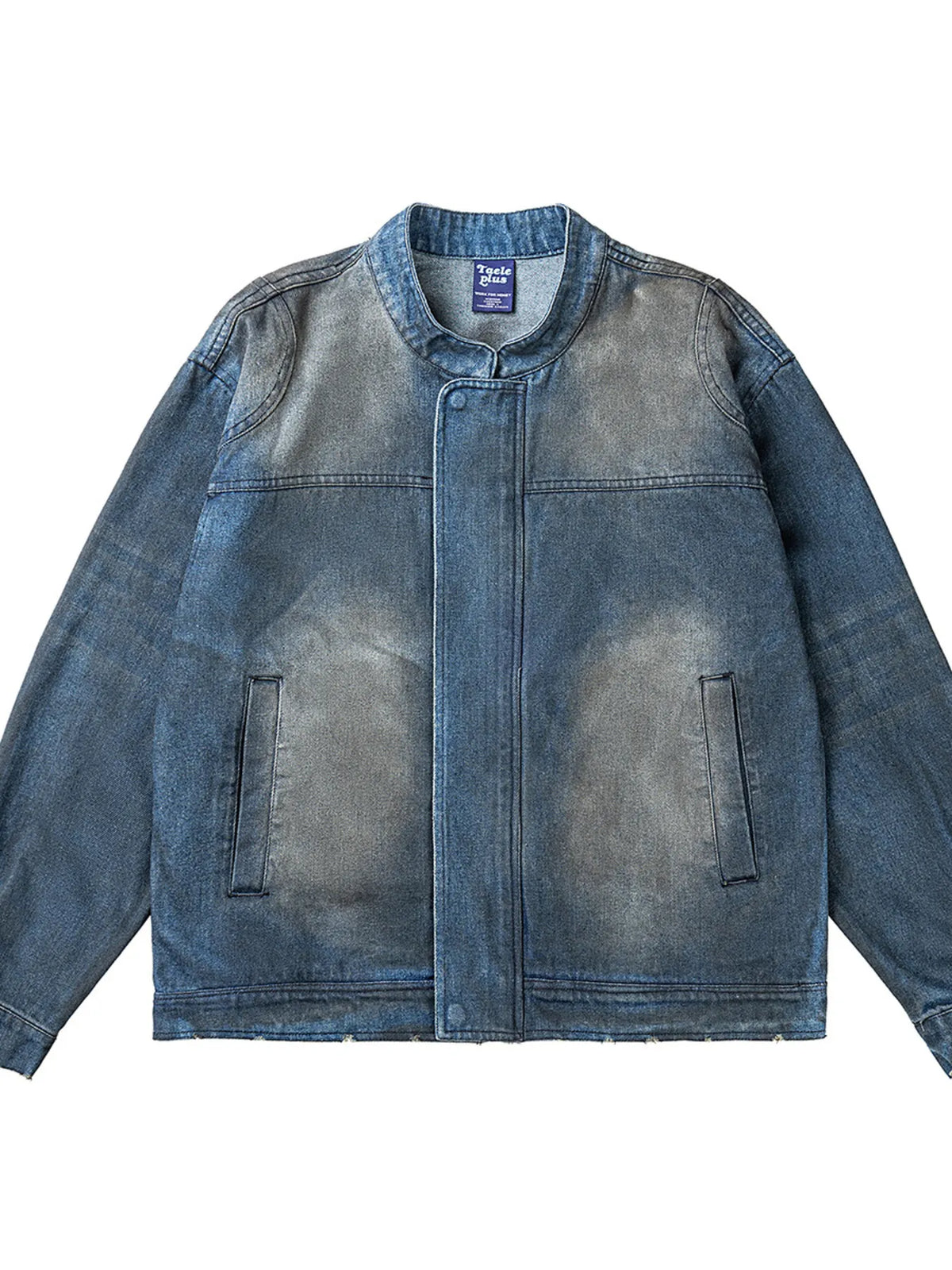 Men's Washed Denim Bomber Jacket