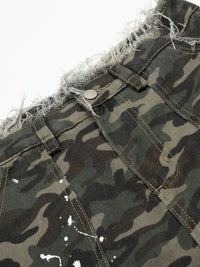 Men's Distressed Camouflage Demin Shorts