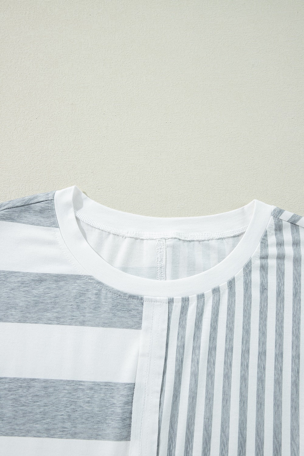 Stripe Mixed Short Sleeve Shift Mini Tee Dress