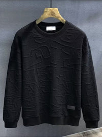 Men's Plus Size Textured Round Neck Long Sleeve Sweatshirt