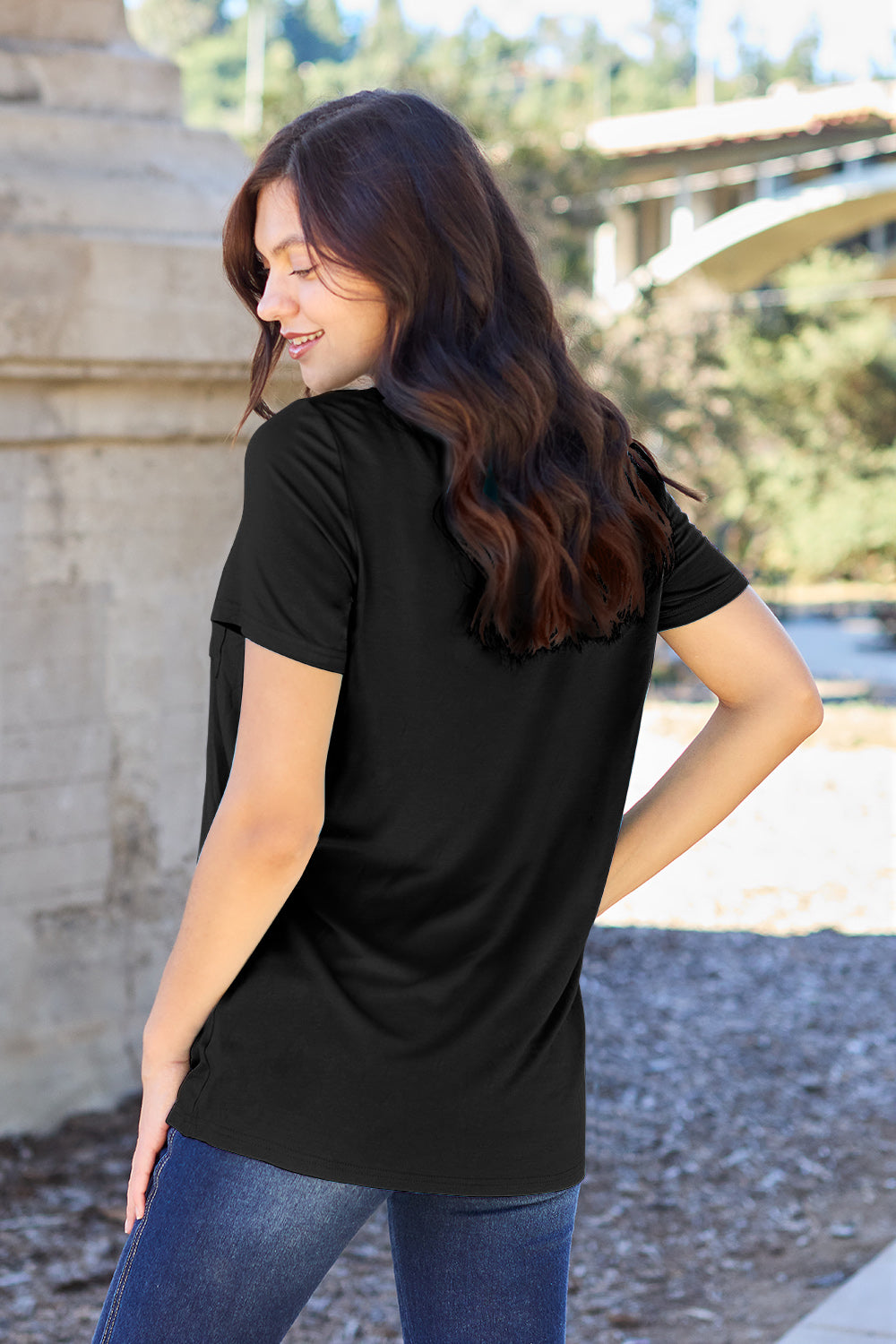 Bamboo Full Size V-Neck Short Sleeve T-Shirt