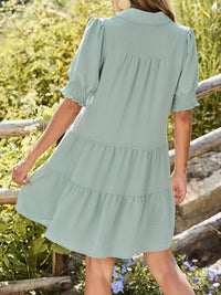 Johnny Collar Short Sleeve Mini Dress