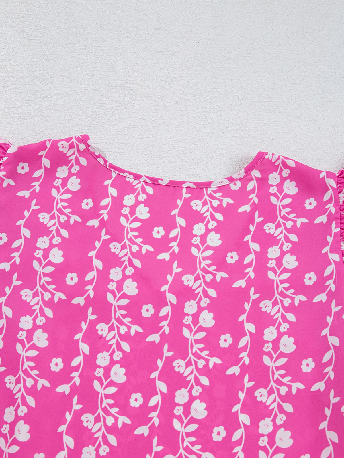 Floral Print Ric-rac Tiered Ruffled V Neck Blouse