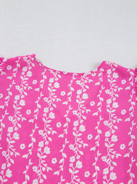 Floral Print Ric-rac Tiered Ruffled V Neck Blouse