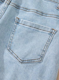 High Rise Distressed Raw Hem Denim Shorts