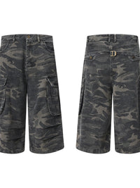 Men's Camouflage Denim Cargo Shorts