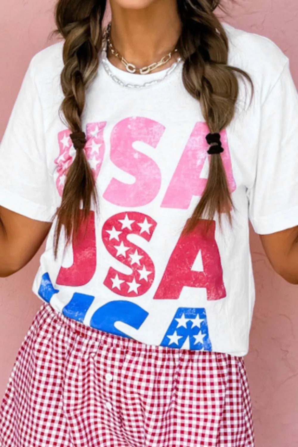 Letter Graphic Round Neck Short Sleeve T-Shirt