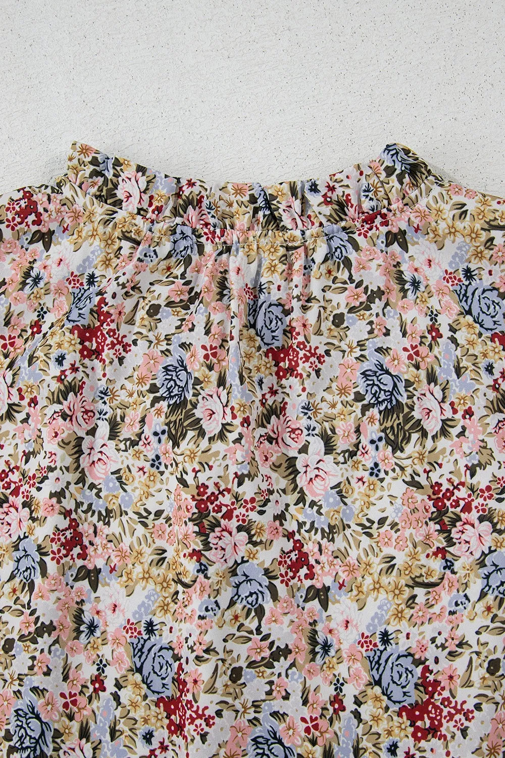 Floral Print Ruffle Cap Sleeve Blouse
