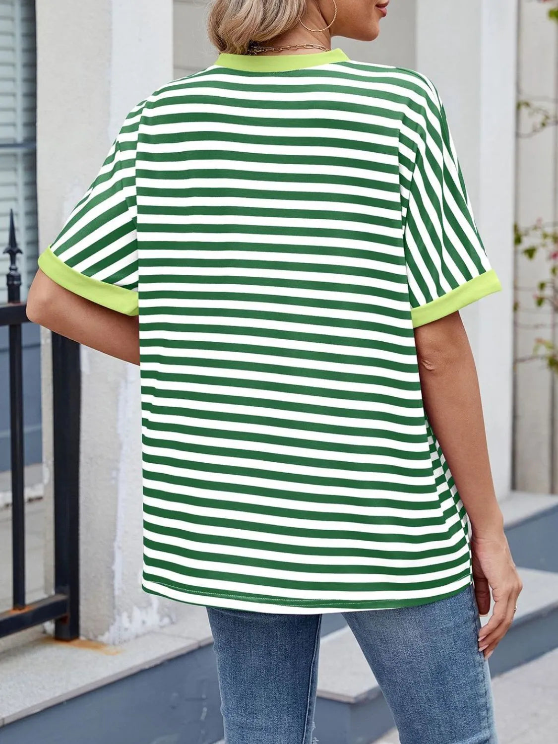 Striped Round Neck Half Sleeve T-Shirt