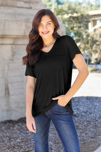 Bamboo Full Size V-Neck Short Sleeve T-Shirt