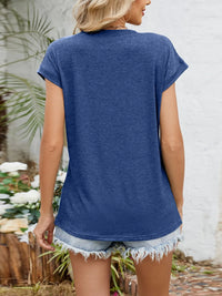 Casual V-Neck Pleated Front T-Shirt