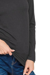 Zenana Brushed Microfiber Long Sleeve V-neck Tee