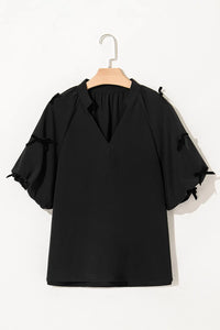 Bow Decor Puff Sleeve Blouse