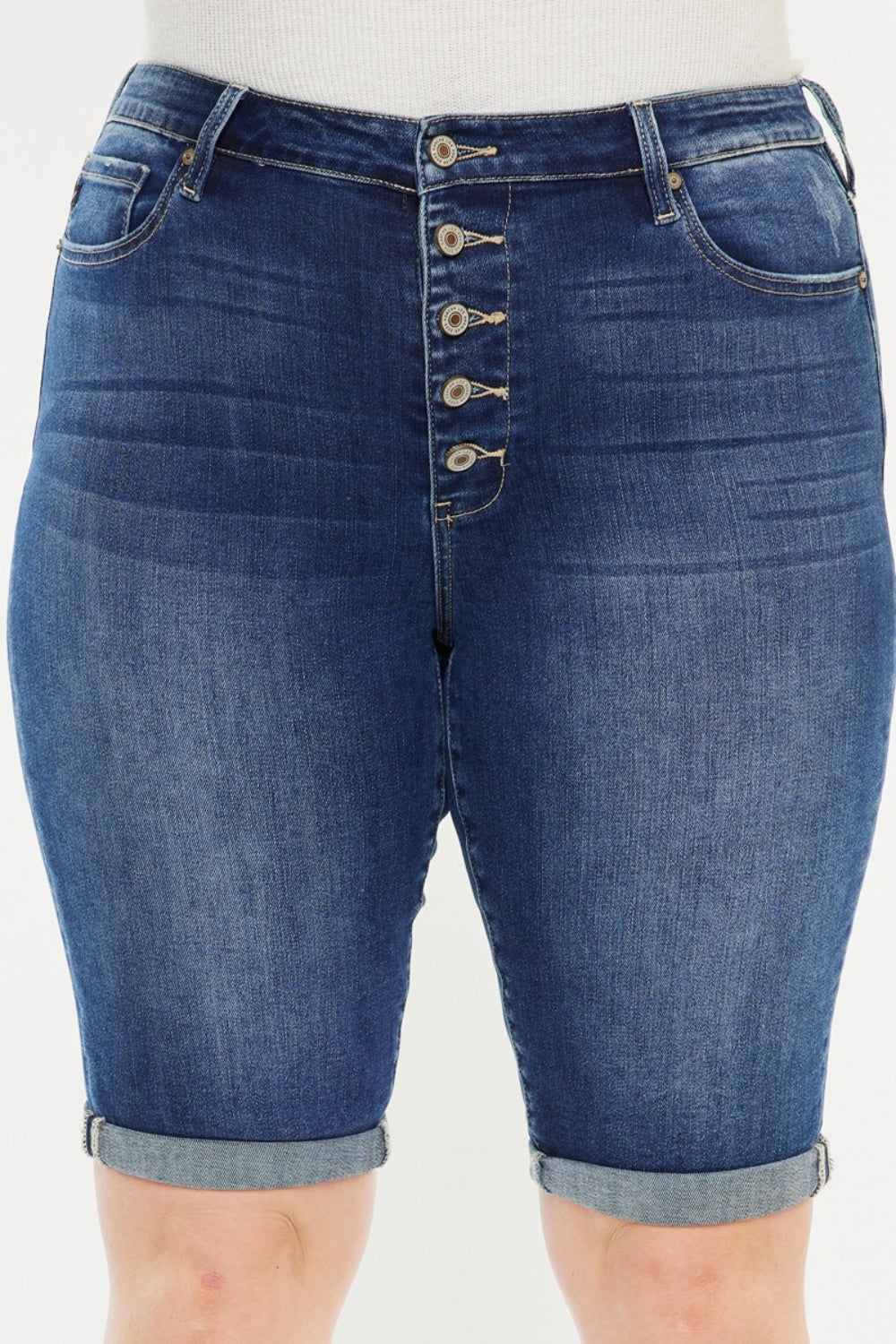 Full Size Cat's Whiskers Button Fly Denim Shorts