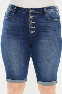 Full Size Cat's Whiskers Button Fly Denim Shorts