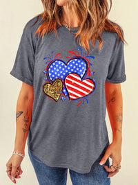American Heart Graphic Round Neck T Shirt